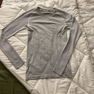 lululemon athletica Gray Striped Long Sleeve Tee